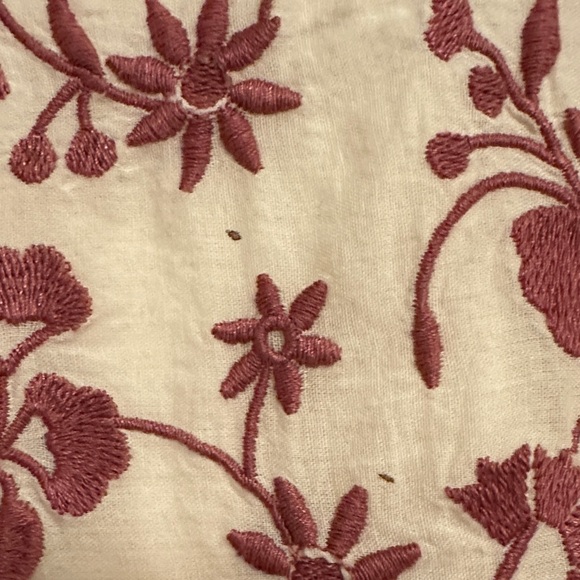 Boho Chic ✨ Calypso St. Barth Cream & Red Embroidered Ruffle Blouse – Size small - Picture 6 of 11